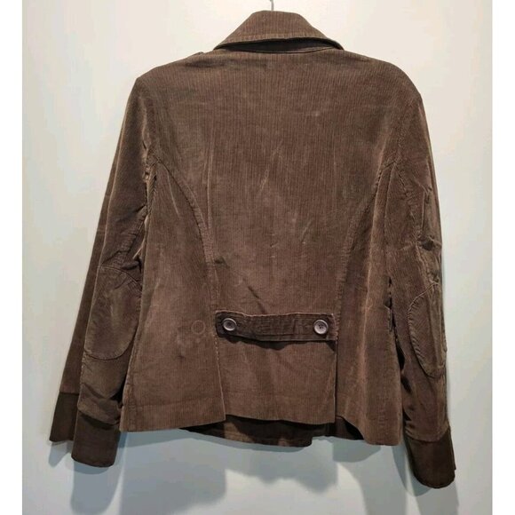 Vtg Talbots Brown Corduroy Double Breasted Elbow Patch Lightweight Jacket Sz 14 - Picture 5 of 7